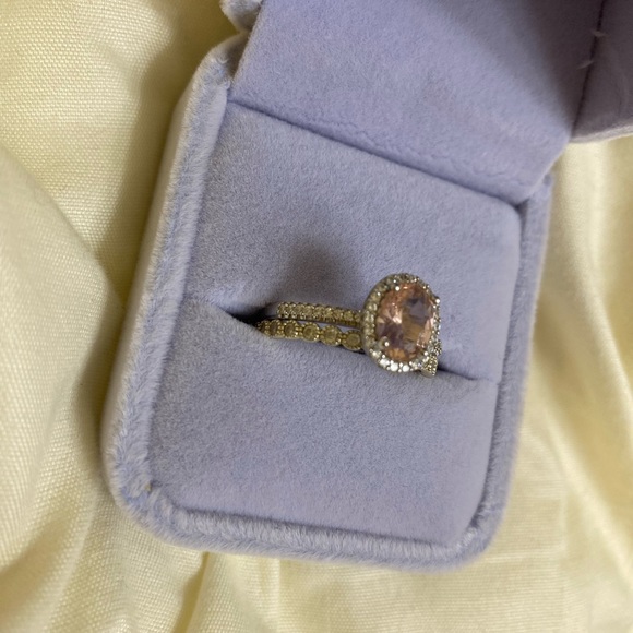 1.2 CT Morganite 925 Sterling Silver Ring with Eternity Band - Picture 4 of 15